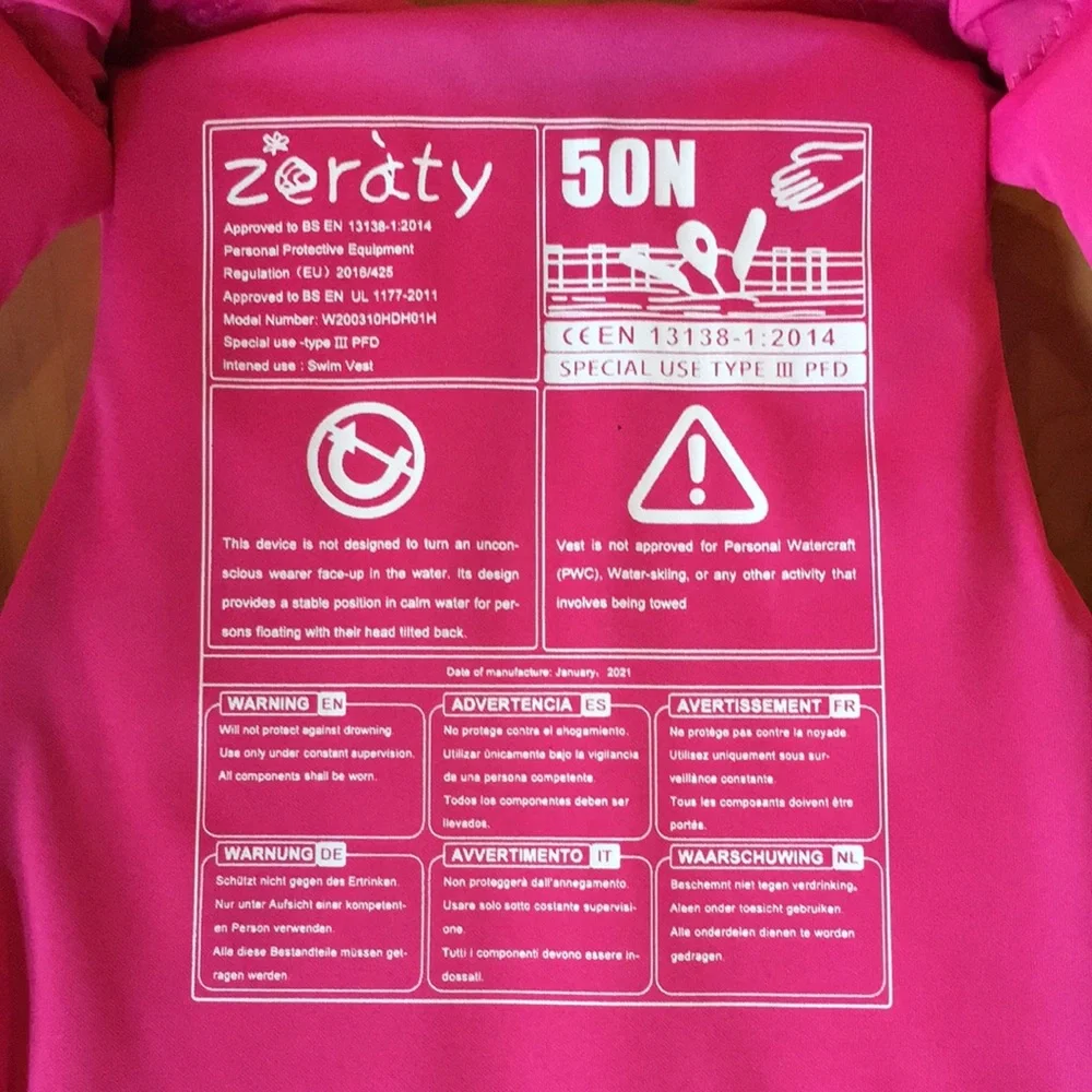Zeraty Toddler Swim Vest Neoprene Kids Float Jacket Swimming Aid